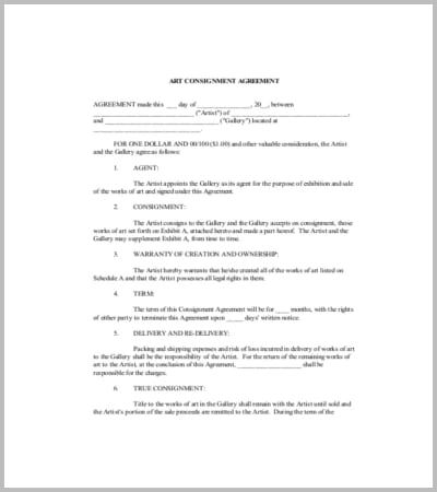 art consignment agreement sample