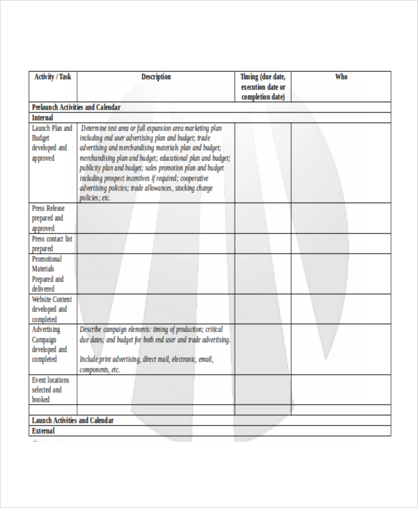 new product launch plan template