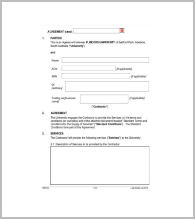 sample contractor agreement template