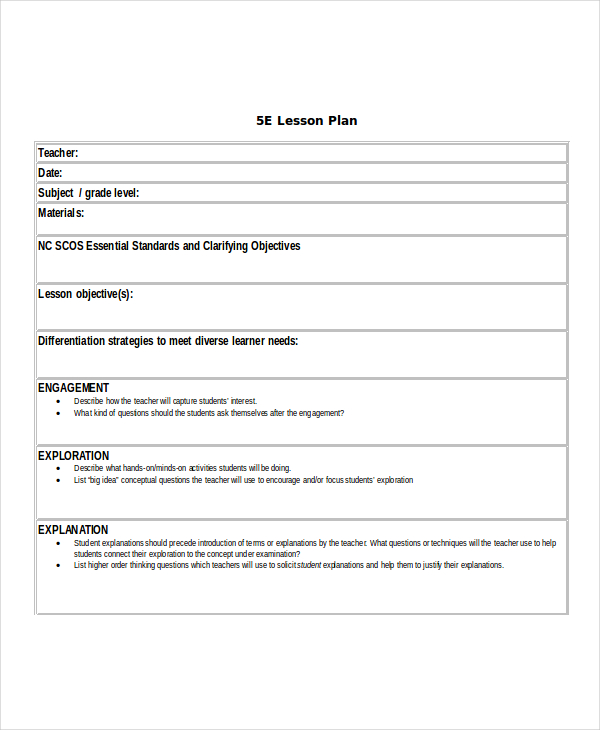 high school lesson plan template