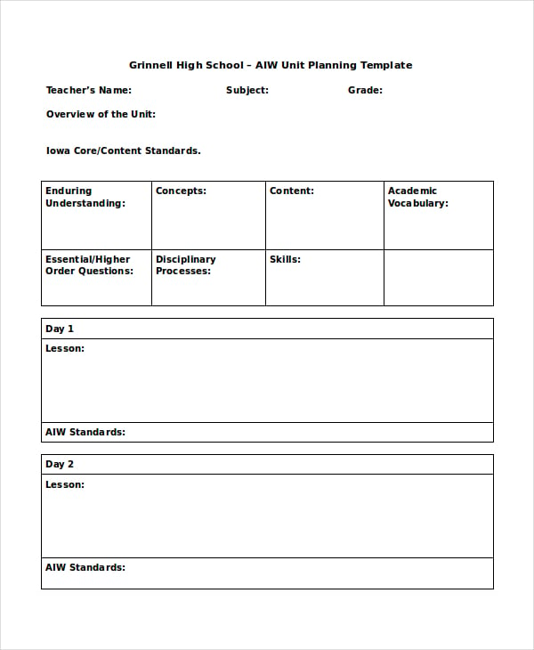 Lesson Plan Template 17+ Free Word, PDF Document Downloads Free