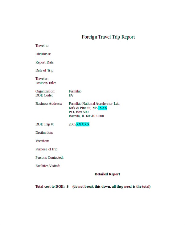 trip report template word