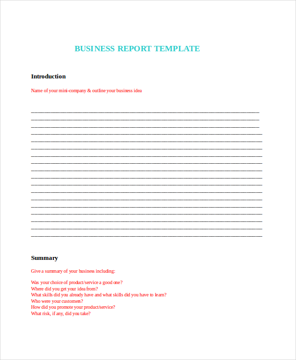 business report template word