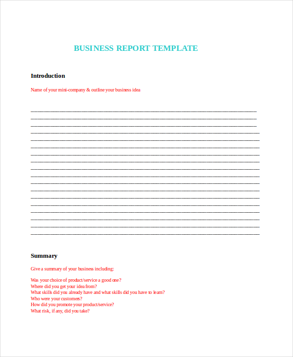 Word Report Template 8+ Free Word Document Downloads