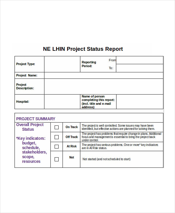 status report template word