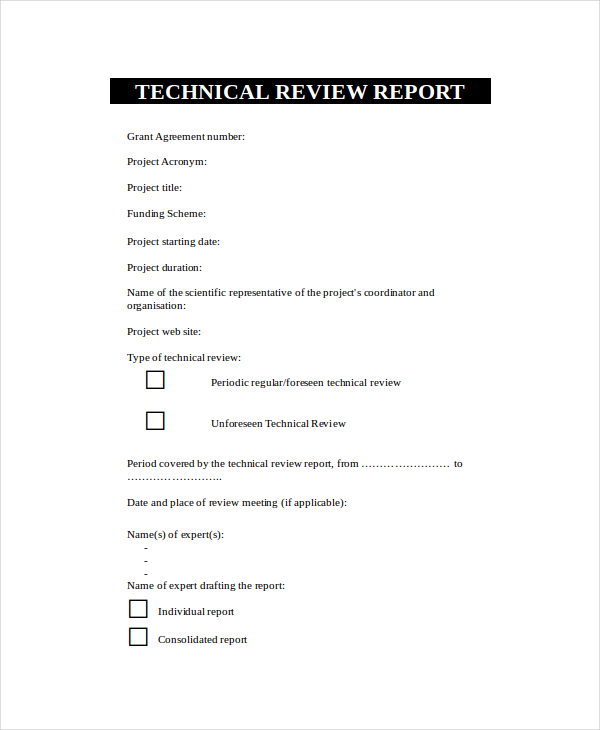 technical review report template word