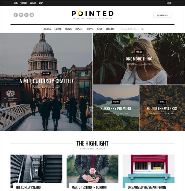 versatile blog wordpress news theme