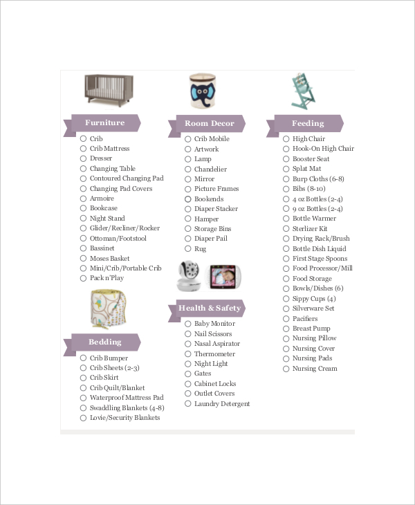 5+ Baby Gift Registry Checklists Free Sample, Example, Format