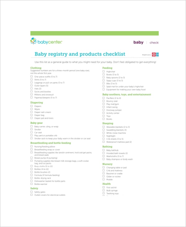 complete baby registry checklist