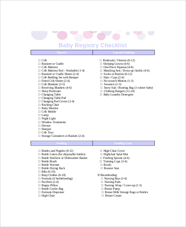 complete registry checklist for baby1