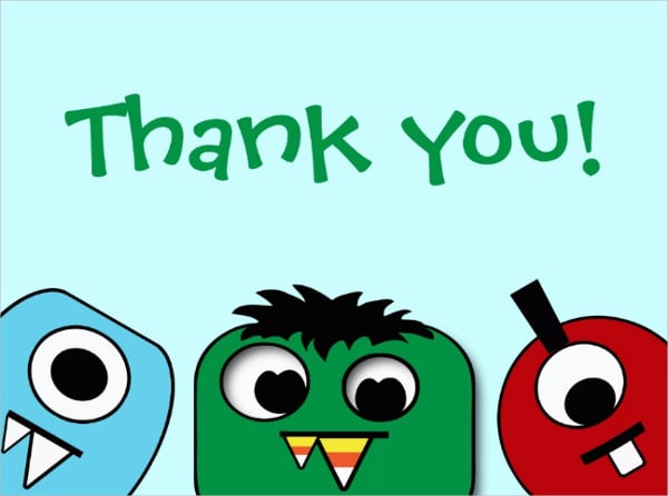 monster kids thank you card