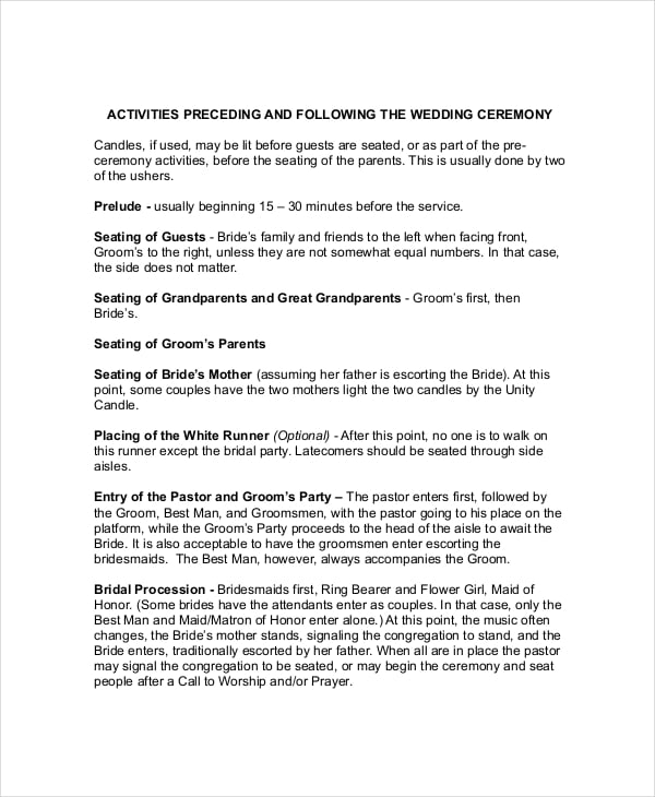 Wedding Outline Template - 6+ Free Word, PDF Document Downloads