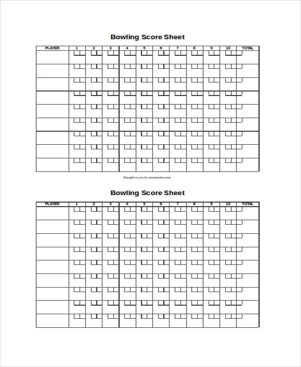 bowling score sheet template
