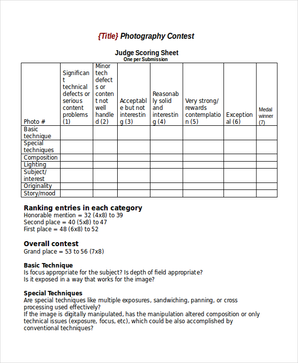 Score Sheet Templates 26 Free Word Excel PDF Document Download 