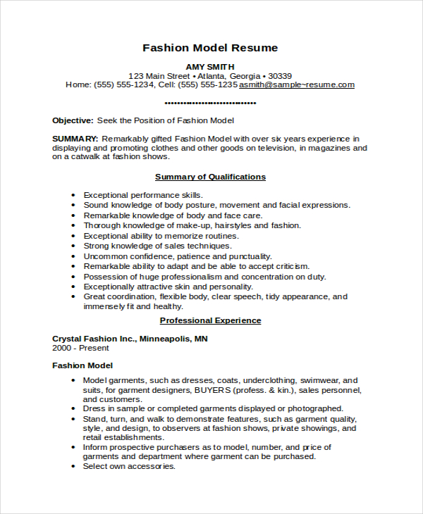 Model Resume Template 4  Free Word Document Download