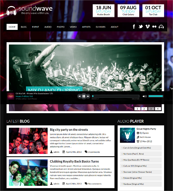 soundwave music events wordpress theme