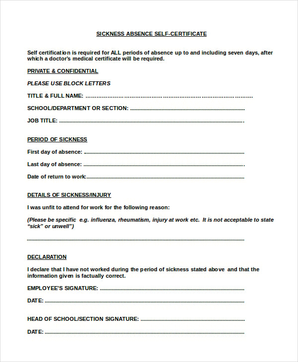 sickness absence certificate template1
