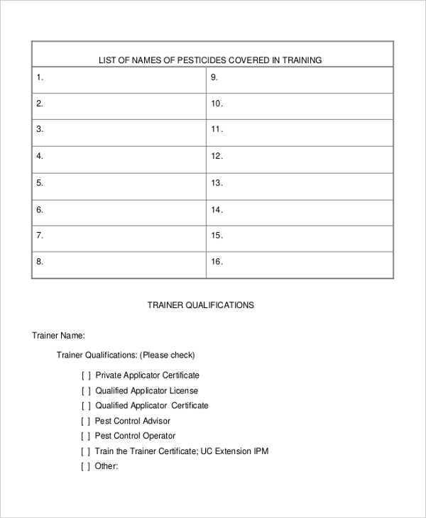 Training Roster Template 10 Free Word PDF Document Downloads