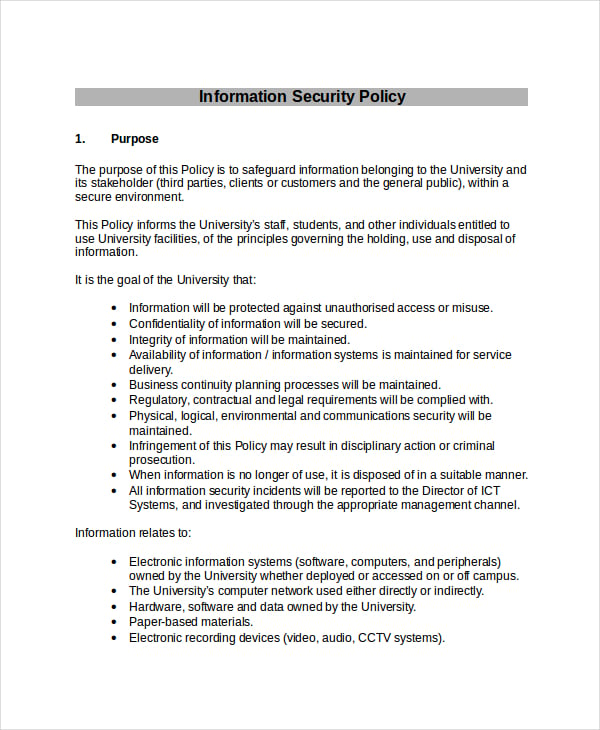Security Policy Template 7 Free Word Pdf Document Downloads Free Premium Templates