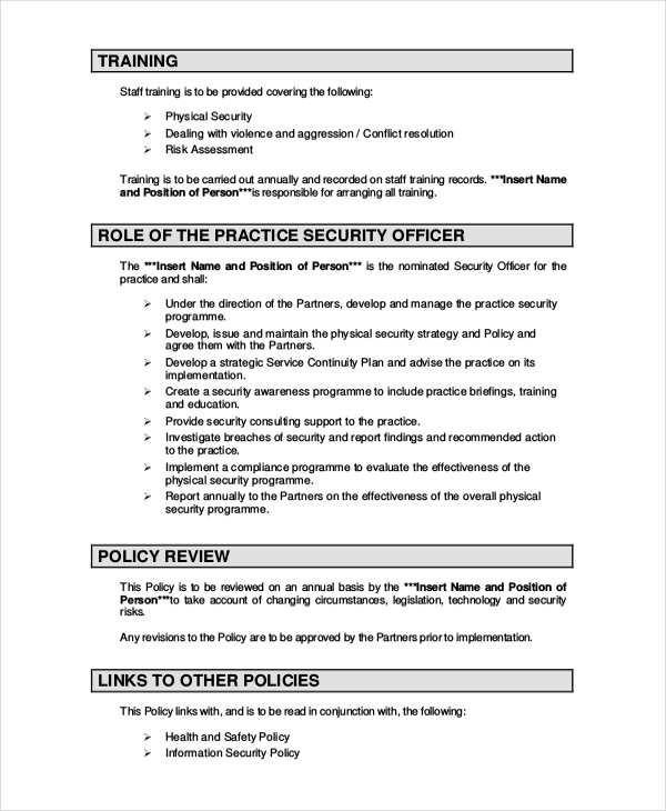 Security Policy Template - 7 Free Word, PDF Document ...