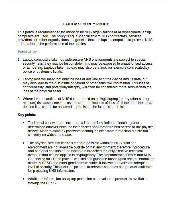 Security Policy Template 13 Free Word, PDF Document Downloads