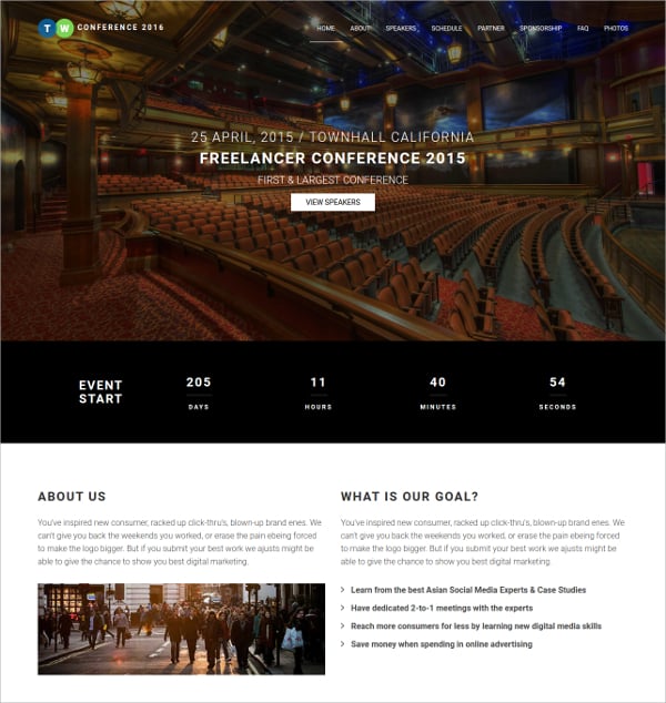responsive event planning html5 wesite template