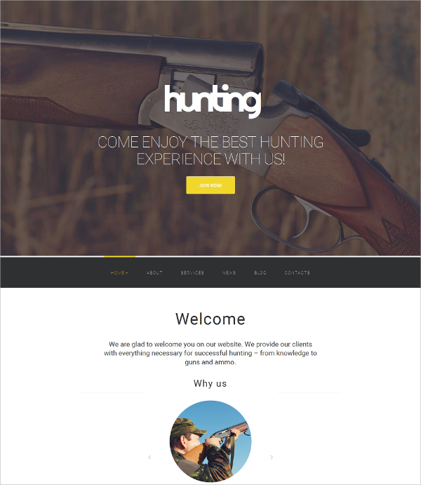 hunting responsive html5 website template