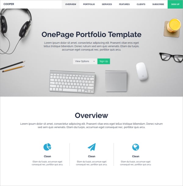 onepage html5 portfolio website theme