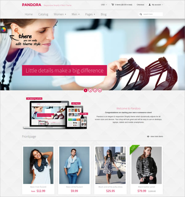 responsive shoping html5 website theme