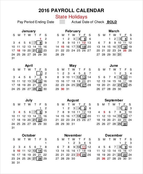 state payroll calendar template