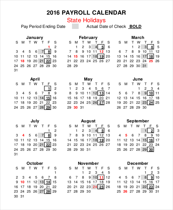 Uah Payroll Calendar