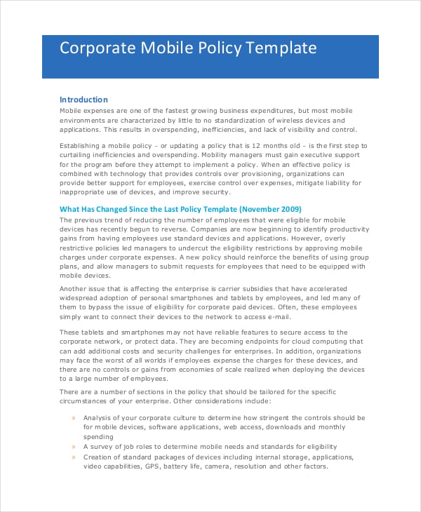 Company Policy Template 16+ Free PDF Documents Download