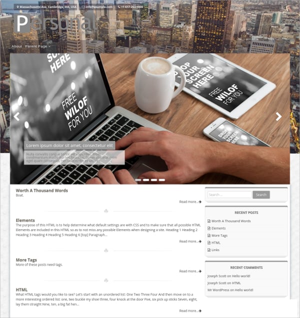 free personal portfolio wordpress website theme