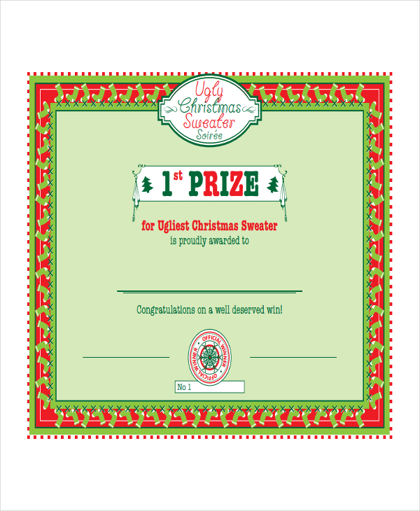 first prize winner certificate template