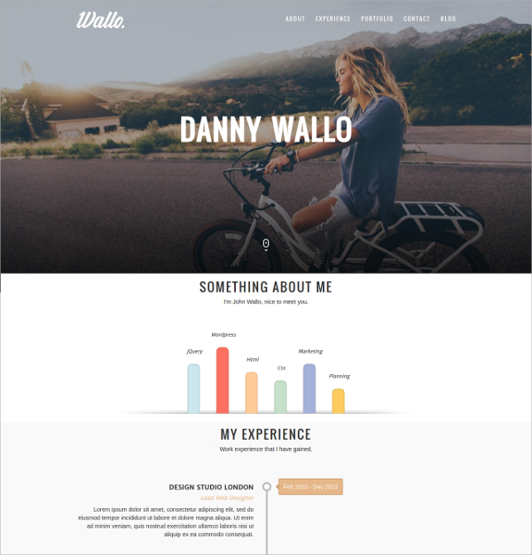personal one page wordpress website theme