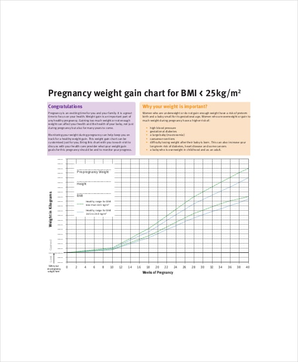 pregnancy weight gain chart