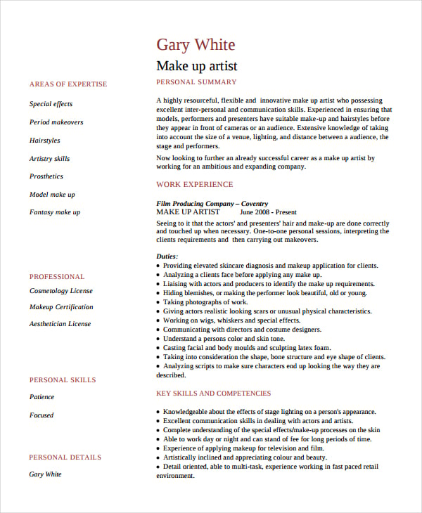 makeup-artist-resume