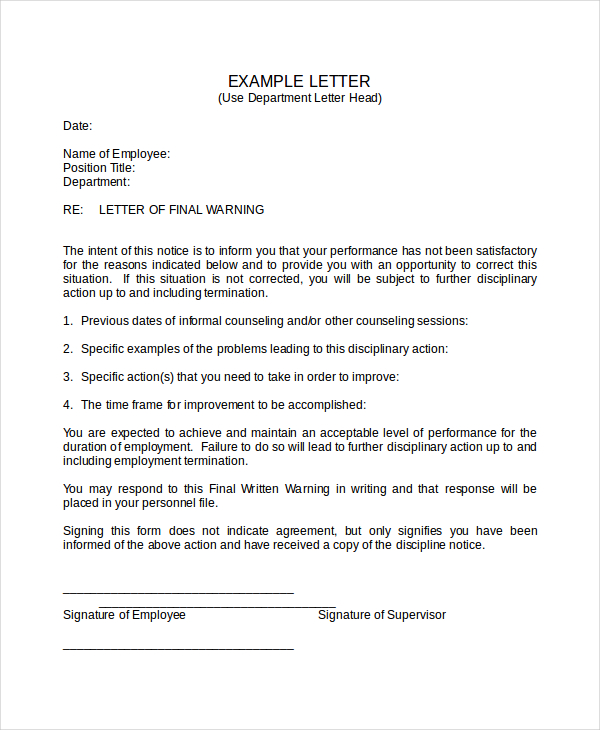 Warning Letter Template - 15+ Free Word, PDF Document Downloads