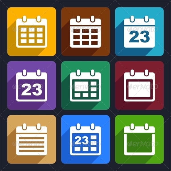 abstract calendar flat icons set
