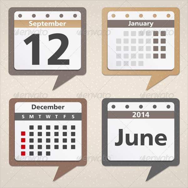 business calendar icons set