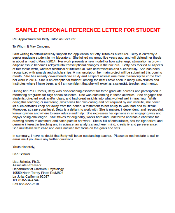 14+ Personal Reference Letter Templates - Free Sample, Example, Format