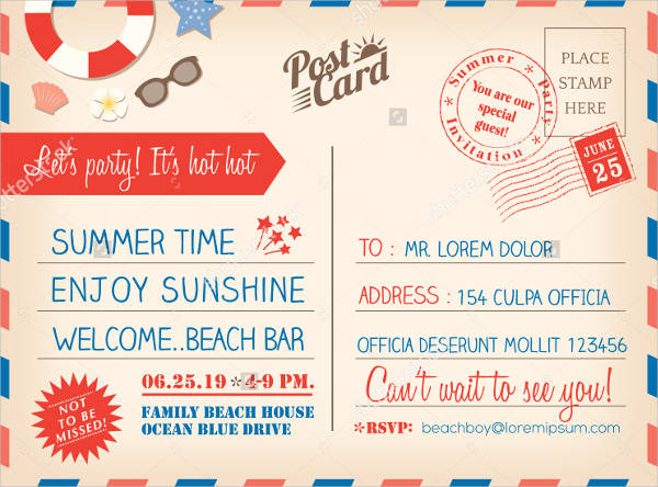 summer holiday postcard template