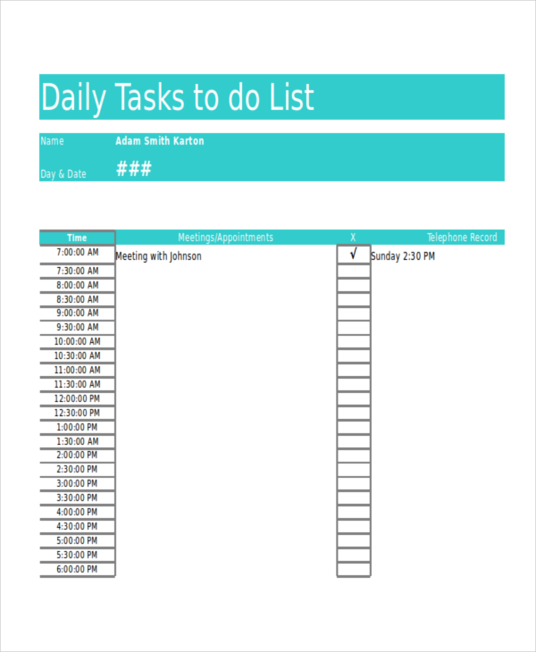 Daily Work To Do List Printable