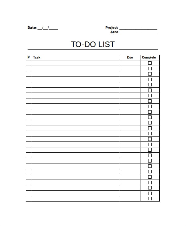 Work Task List Template Collection
