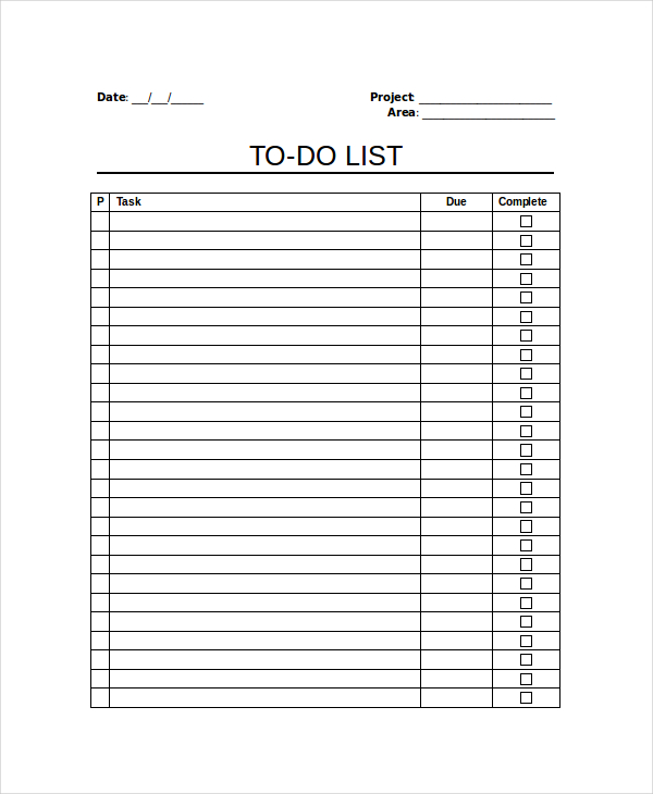 todo checklist template