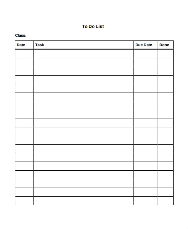 blank work to do list template