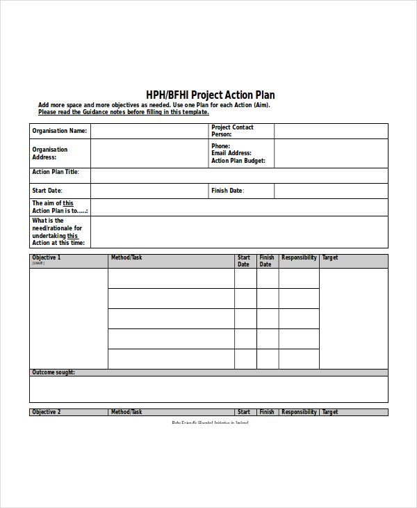 project action plan template