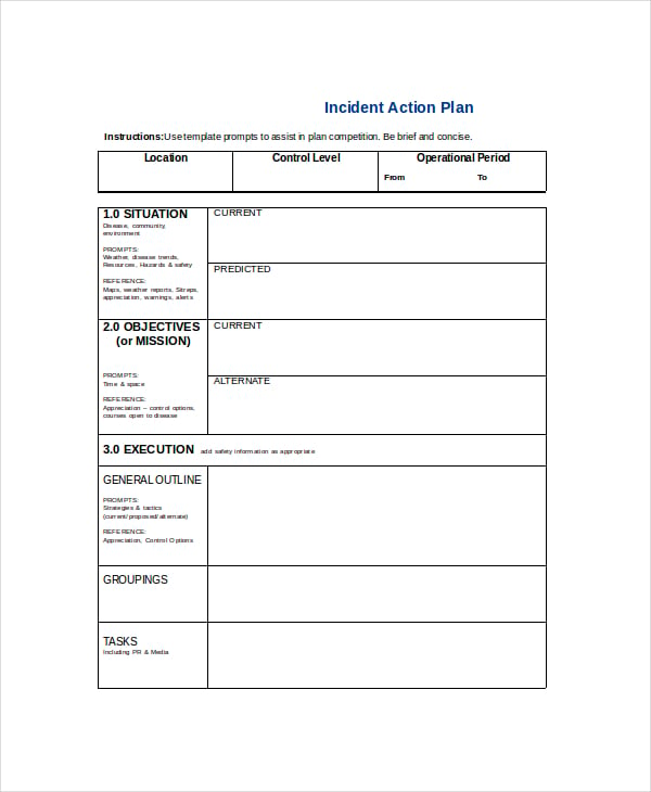 incident action plan template