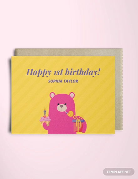 1st birthday greeting card template