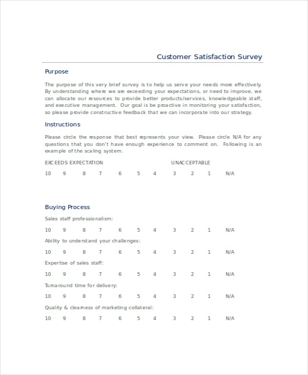 business customer survey template
